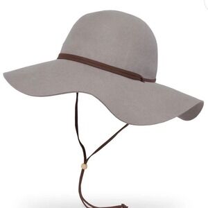 Sunday Afternoons Vivian Wool Hat Fog Grey Felt Wide Brim Adjustable Strap $64